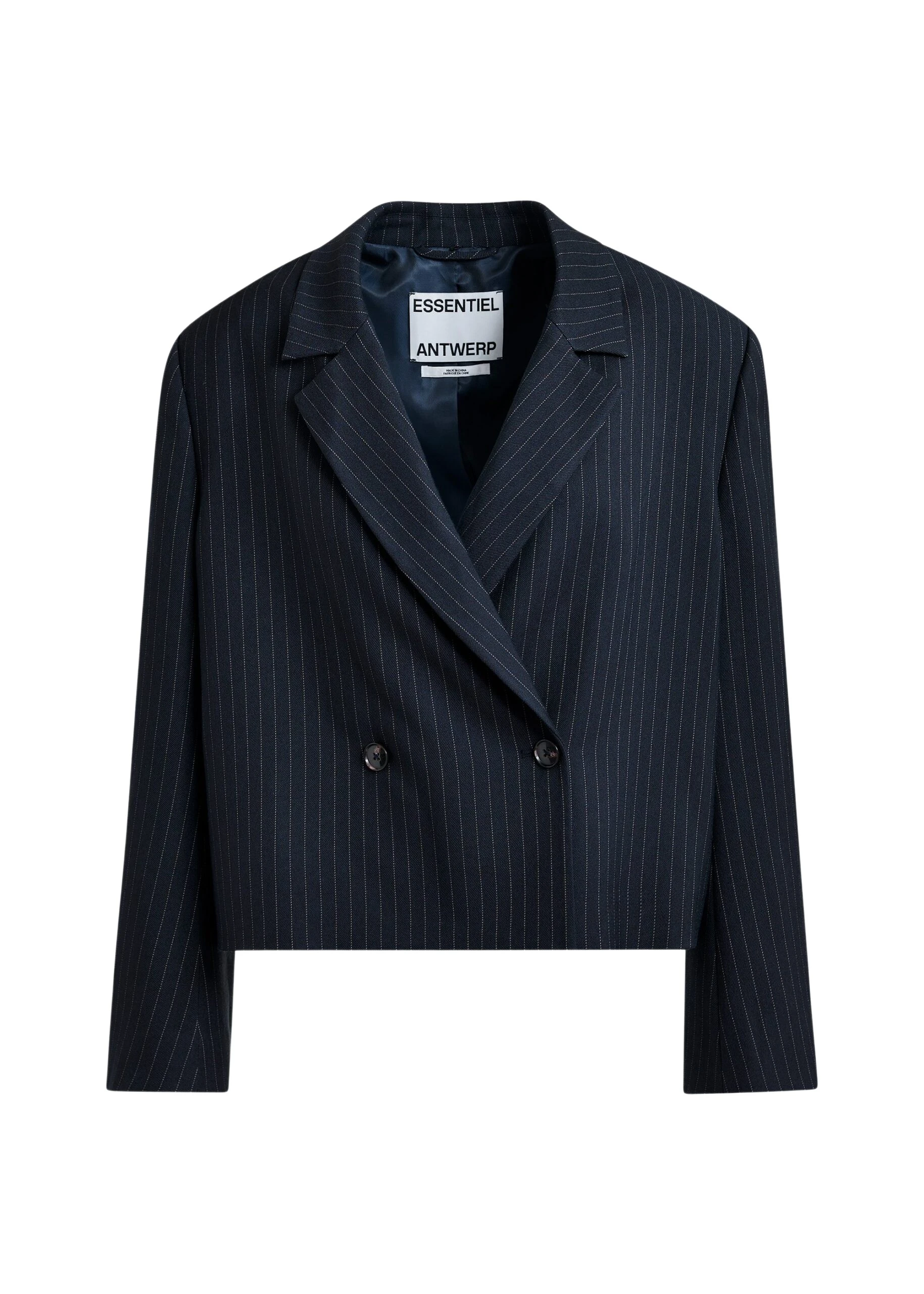 Navy-and-white-pinstripe-cropped-blazer-Essentiel-Antwerp-Jackets-scaled72461_nobg Essentiel Antwerp Navy and white pinstripe cropped blazer - Essentiel Antwerp Jackets - Colorful Belgian Design - Shop at Luxury Shoes
