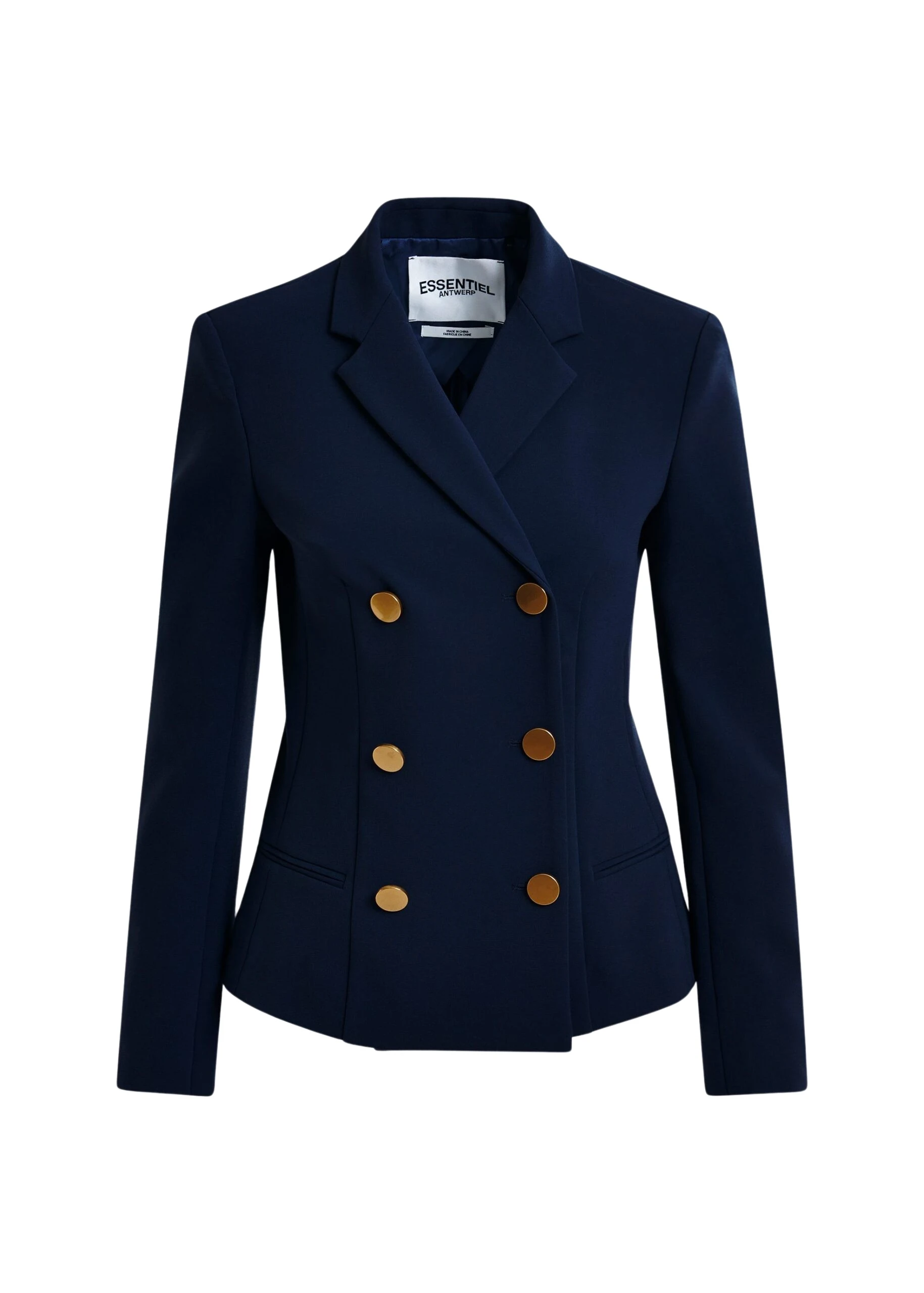 Navy-double-breasted-blazer-with-gold-tone-buttons-Essentiel-Antwerp-Jackets-scaled74100_nobg Essentiel Antwerp Navy double-breasted blazer with gold-tone buttons - Essentiel Antwerp Jackets - Colorful Belgian Design - Shop at Luxury Shoes