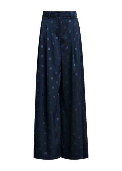 Essentiel Antwerp Navy printed wide-leg pants - Essentiel Antwerp Pants - Colorful Belgian Design - Shop at Luxury Shoes 