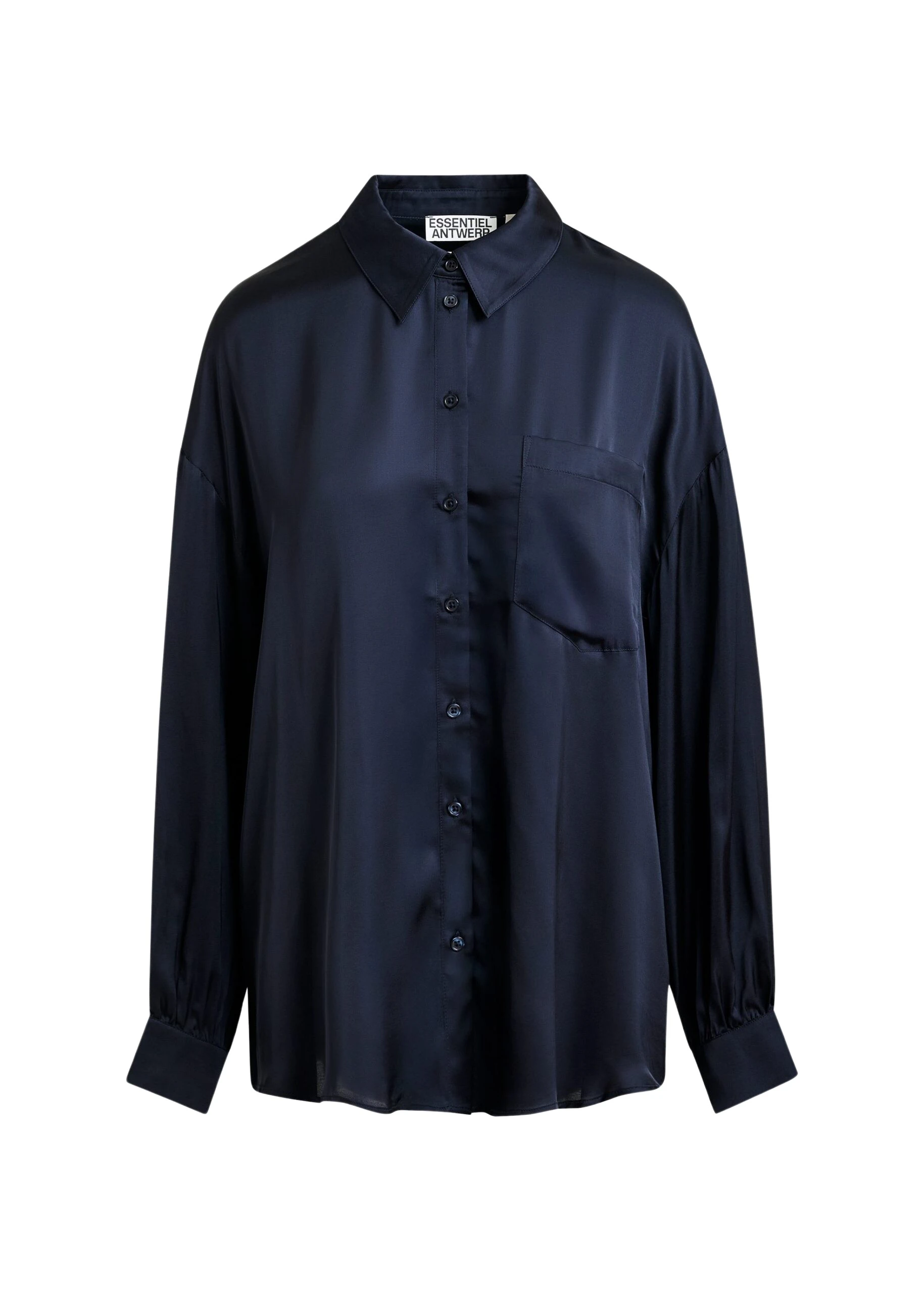 Navy-ruffle-trimmed-oversized-shirt-Essentiel-Antwerp-Shirts-scaled80605_nobg Essentiel Antwerp Navy ruffle-trimmed oversized shirt - Essentiel Antwerp Shirts - Colorful Belgian Design - Shop at Luxury Shoes