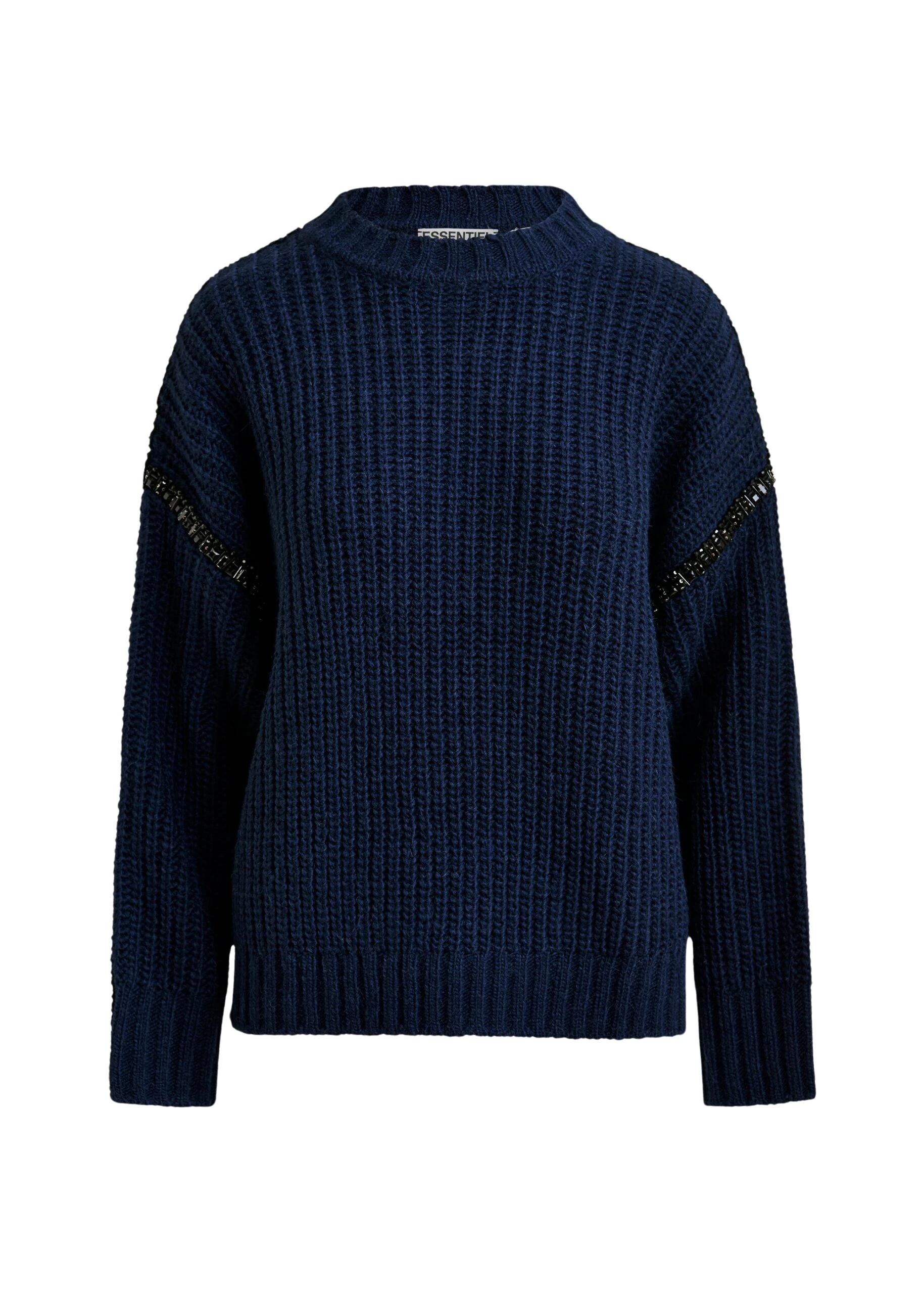 Navy-wool-blend-turtleneck-with-detachable-collar-and-rhinestone-embellishments-Essentiel-Antwerp-Knitwear-scaled44929_nobg Essentiel Antwerp Navy wool-blend turtleneck with detachable collar and rhinestone embellishments - Essentiel Antwerp Knitwear - Colorful Belgian Design - Shop at Luxury Shoes