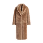 Nour Hammour Coats Color | Anaïs Textured Shearling Coat luxury leather Coats from Luxury Shoes 