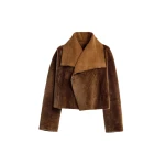 Nour Hammour Jackets Color | Cascade Draped Shearling Jacket luxury leather Jackets from Luxury Shoes 
