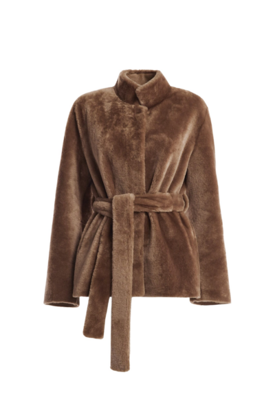 Nour Hammour Coats Color | Elsa Merinos Ladylike Shearling Coat luxury leather Coats from Luxury Shoes 