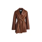 Nour Hammour Jackets Color | Safka Belted Leather Jacket luxury leather Jackets from Luxury Shoes 