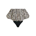 Essentiel Antwerp Off-white and black gathered bodysuit with puffed sleeves - Essentiel Antwerp Bodysuit - Colorful Belgian Design - Shop at Luxury Shoes 