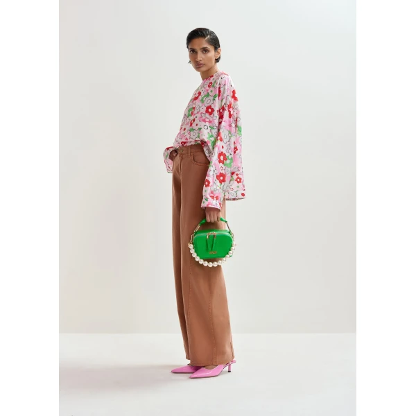 Essentiel Antwerp Off-white and multicolor floral jacquard top - Essentiel Antwerp Tops - Colorful Belgian Design - Shop at Luxury Shoes 