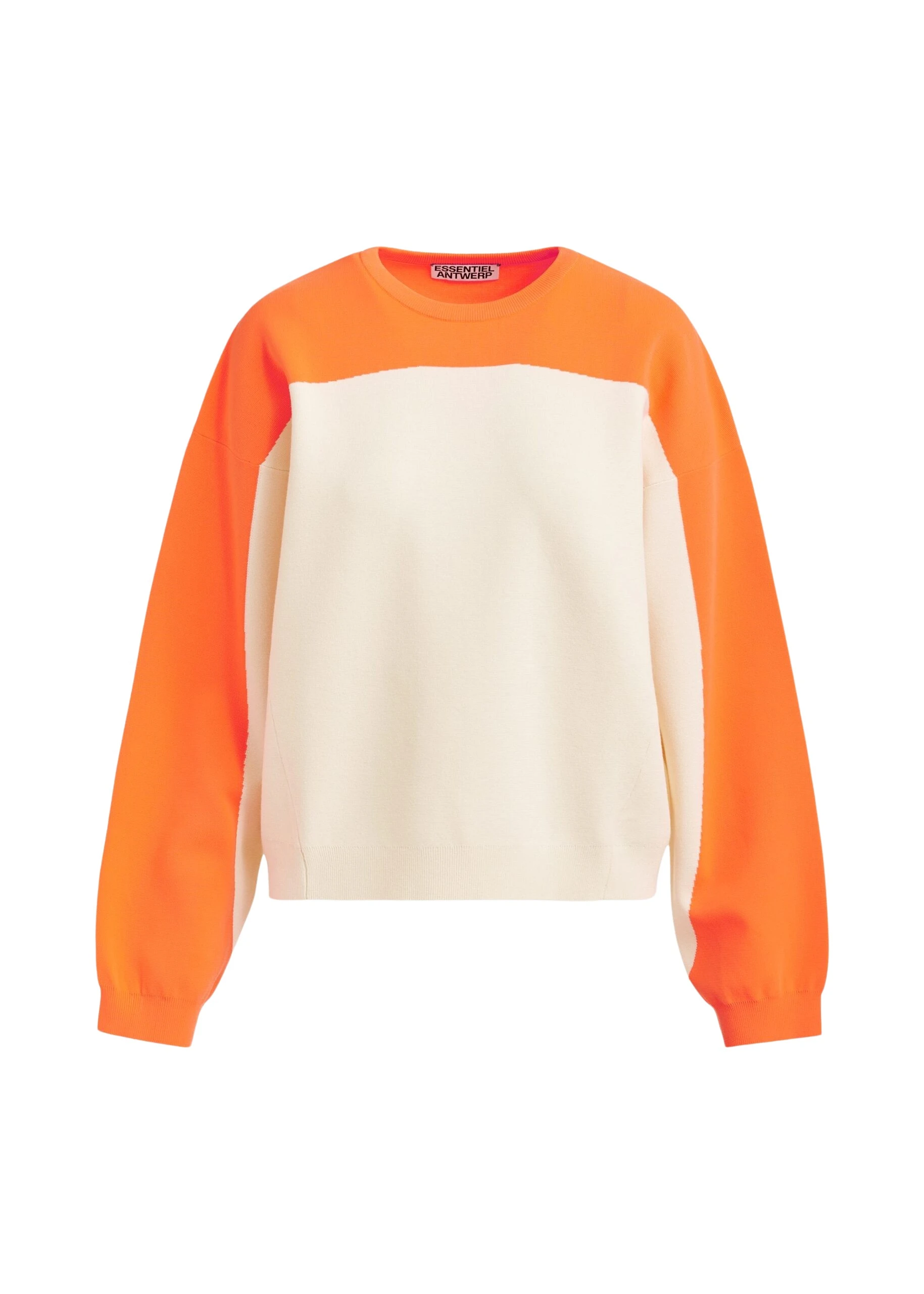 Off-white-and-orange-two-tone-sweater-Essentiel-Antwerp-Knitwear-scaled70898_nobg Essentiel Antwerp Off-white and orange two-tone sweater - Essentiel Antwerp Knitwear - Colorful Belgian Design - Shop at Luxury Shoes