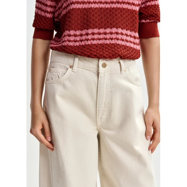 Essentiel Antwerp Off-white barrel-leg jeans - Essentiel Antwerp Pants - Colorful Belgian Design - Shop at Luxury Shoes 