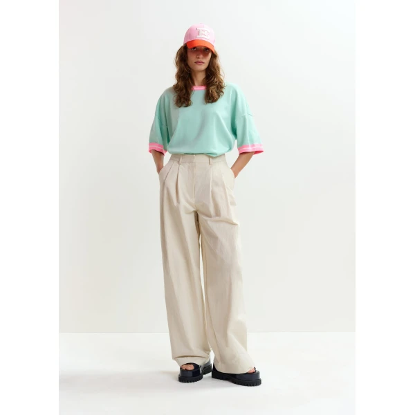 Essentiel Antwerp Off-white pleated wide-leg pants - Essentiel Antwerp Pants - Colorful Belgian Design - Shop at Luxury Shoes 