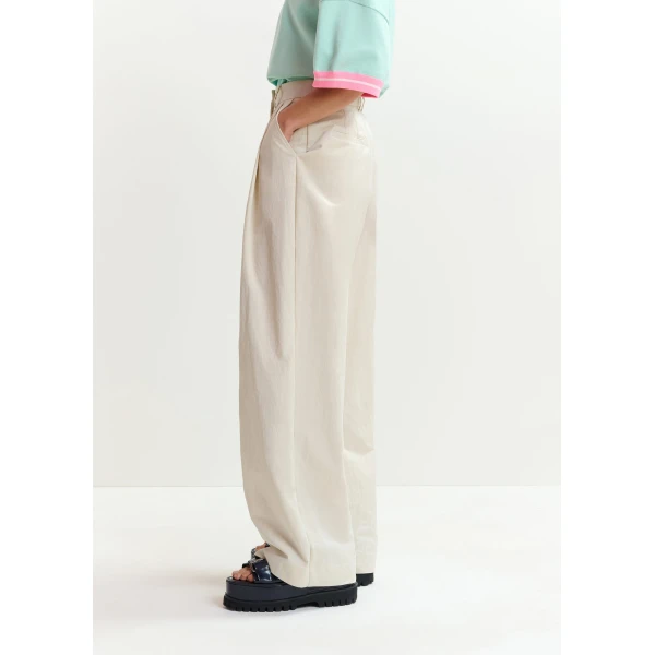 Essentiel Antwerp Off-white pleated wide-leg pants - Essentiel Antwerp Pants - Colorful Belgian Design - Shop at Luxury Shoes 
