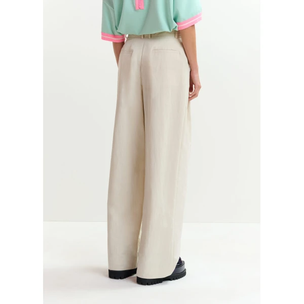 Essentiel Antwerp Off-white pleated wide-leg pants - Essentiel Antwerp Pants - Colorful Belgian Design - Shop at Luxury Shoes 