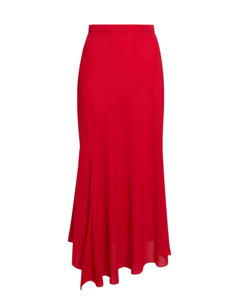 Safiyaa Olimpia Skirt in Azalea Red - Safiyaa Skirts - Heavy Crepe Cape Gown - Shop at Luxury Shoes 