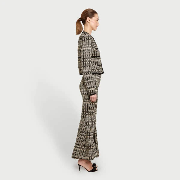 Giambattista Valli Optical Bouclé Flared Pants - Giambattista Valli Pants - Romantic Couture - Shop at Luxury Shoes 