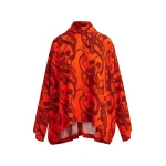 Essentiel Antwerp Orange and black oversized paisley print top with high neck - Essentiel Antwerp Tops - Colorful Belgian Design - Shop at Luxury Shoes 