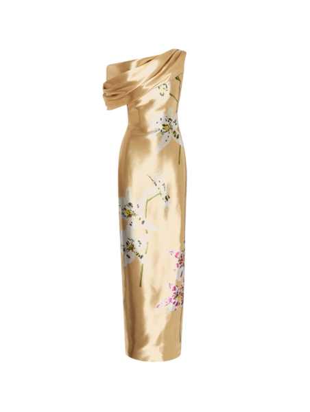 Oscar de la Renta Orchid Gold Metal Organza Gown - Oscar de la Renta Dresses - American Couture - Shop at Luxury Shoes 
