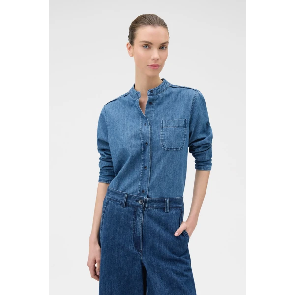 Oroton Denim Tie Neck Shirt - Oroton Tops - Australian Heritage Luxury - Shop at Luxury Shoes 