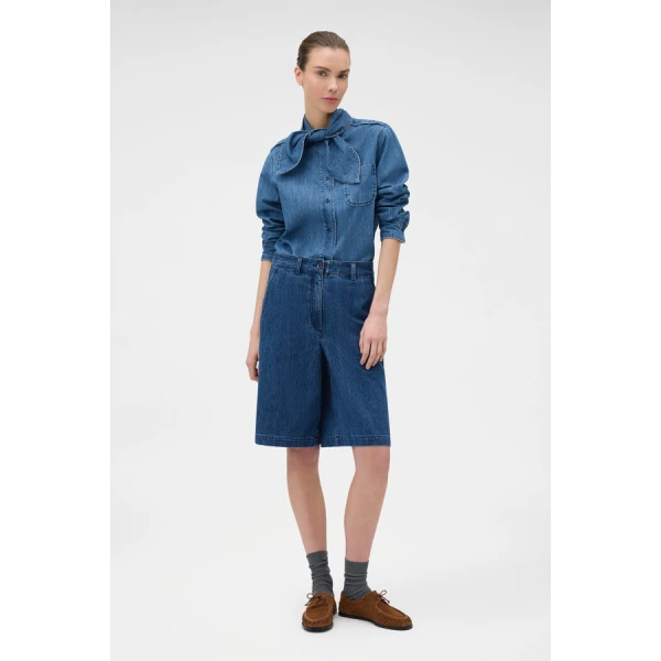 Oroton Denim Tie Neck Shirt - Oroton Tops - Australian Heritage Luxury - Shop at Luxury Shoes 