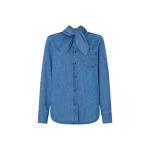 Oroton Denim Tie Neck Shirt - Oroton Tops - Australian Heritage Luxury - Shop at Luxury Shoes 