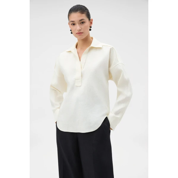 Oroton Half Placket Tunic - Oroton Tops - Australian Heritage Luxury - Shop at Luxury Shoes 