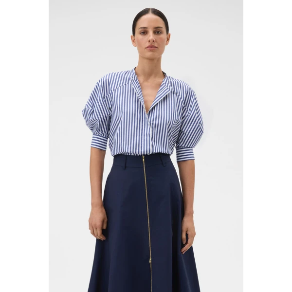 Oroton Sleeve Detail Stripe Shirt - Oroton Tops - Australian Heritage Luxury - Shop at Luxury Shoes 