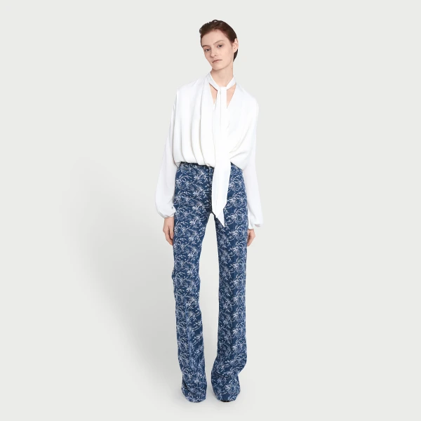 Giambattista Valli Oversize Ivory Self-Tie Neck Silk Blouse - Giambattista Valli Tops - Romantic Couture - Shop at Luxury Shoes 