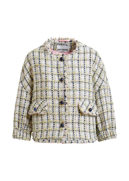 Essentiel Antwerp Oversized bouclé jacket with trim detailing - Essentiel Antwerp Jackets - Colorful Belgian Design - Shop at Luxury Shoes 