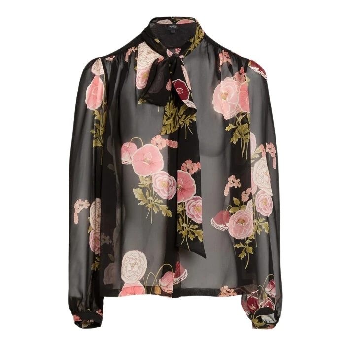 Pansies-Black-Silk-Blouse-Giambattista-Valli-Tops-646569_nobg Giambattista Valli Pansies Black Silk Blouse - Giambattista Valli Tops - Romantic Couture - Shop at Luxury Shoes