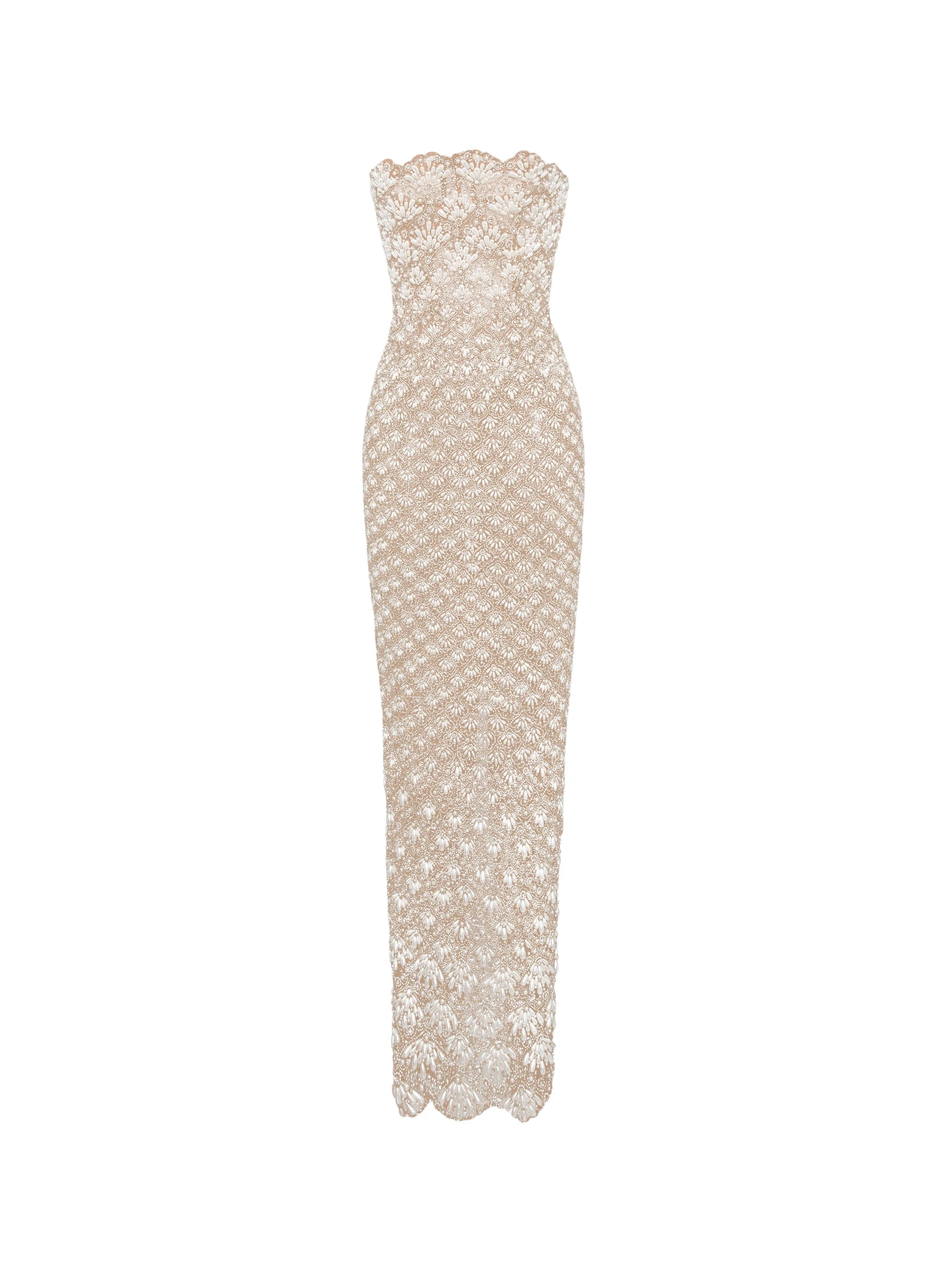 Pearl-Embroidered-Scallop-Gown-Oscar-de-la-Renta-Dresses18757_nobg Oscar de la Renta Pearl Embroidered Scallop Gown - Oscar de la Renta Dresses - American Couture - Shop at Luxury Shoes