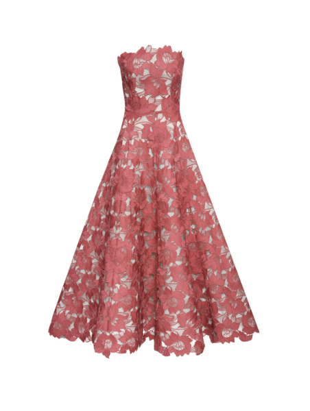 Oscar de la Renta Peony Guipure Tea Length Gown - Oscar de la Renta Dresses - American Couture - Shop at Luxury Shoes 