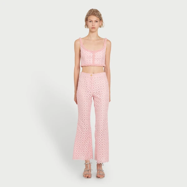 Giambattista Valli Pink Floral Macramé Top - Giambattista Valli Tops - Romantic Couture - Shop at Luxury Shoes 