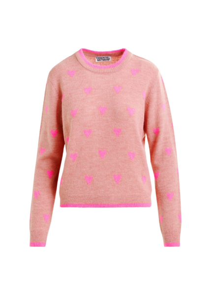 Essentiel Antwerp Pink heart-intarsia wool-blend sweater - Essentiel Antwerp Knitwear - Colorful Belgian Design - Shop at Luxury Shoes 