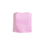 Essentiel Antwerp Pink sculpted bustier top with smocked back - Essentiel Antwerp Tops - Colorful Belgian Design - Shop at Luxury Shoes 