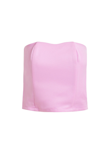 Essentiel Antwerp Pink sculpted bustier top with smocked back - Essentiel Antwerp Tops - Colorful Belgian Design - Shop at Luxury Shoes 