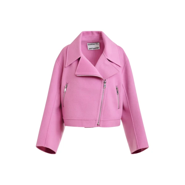 Essentiel Antwerp Pink wool double-faced jacket - Essentiel Antwerp Jackets - Colorful Belgian Design - Shop at Luxury Shoes 