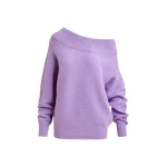 Essentiel Antwerp Purple alpaca wool-blend off-shoulder knit sweater - Essentiel Antwerp Knitwear - Colorful Belgian Design - Shop at Luxury Shoes 