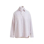 Essentiel Antwerp Purple and off-white oversized shirt with rhinestone embellishments and layered bib - Essentiel Antwerp Shirts - Colorful Belgian Design - Shop at Luxury Shoes 
