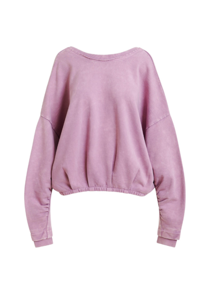 Essentiel Antwerp Purple cropped cotton sweatshirt with wrapback detail - Essentiel Antwerp Shirts - Colorful Belgian Design - Shop at Luxury Shoes 