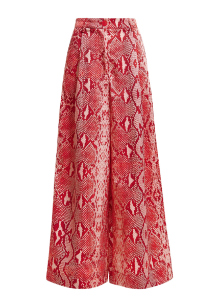 Essentiel Antwerp Red and orange snakeprint wide-leg pants - Essentiel Antwerp Pants - Colorful Belgian Design - Shop at Luxury Shoes 