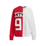 Essentiel Antwerp Red and white split-panel appliquéd cotton sweatshirt - Essentiel Antwerp Shirts - Colorful Belgian Design - Shop at Luxury Shoes 