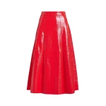 Essentiel Antwerp Red faux leather midi skirt - Essentiel Antwerp Skirts - Colorful Belgian Design - Shop at Luxury Shoes 
