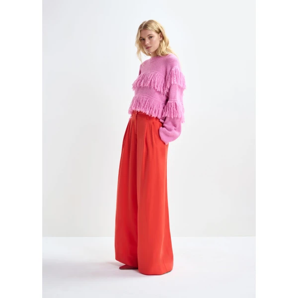 Essentiel Antwerp Red wide-leg pants - Essentiel Antwerp Pants - Colorful Belgian Design - Shop at Luxury Shoes 