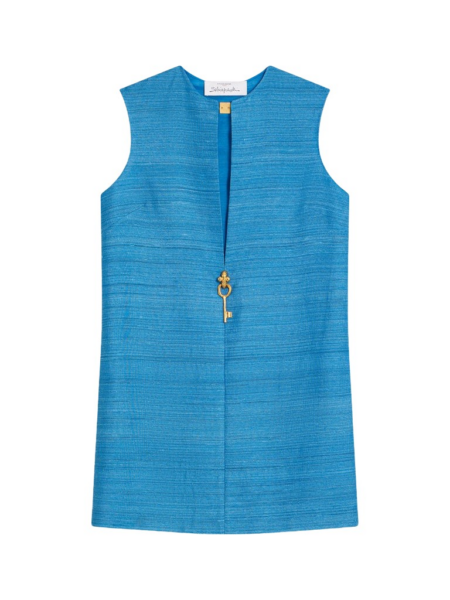 Schiaparelli Blue Tussah Sleeveless Dress Dresses in Schiaparelli Authentic Luxury Fashion at Luxury Shoes 