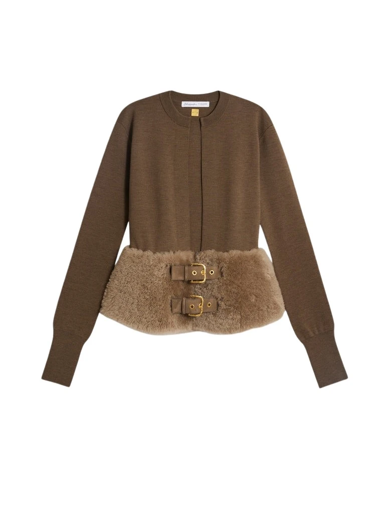 Schiaparelli-Dual-Material-Cardigan82566_nobg Schiaparelli Dual-Material Cardigan Knitwear in Schiaparelli Authentic Luxury Fashion at Luxury Shoes