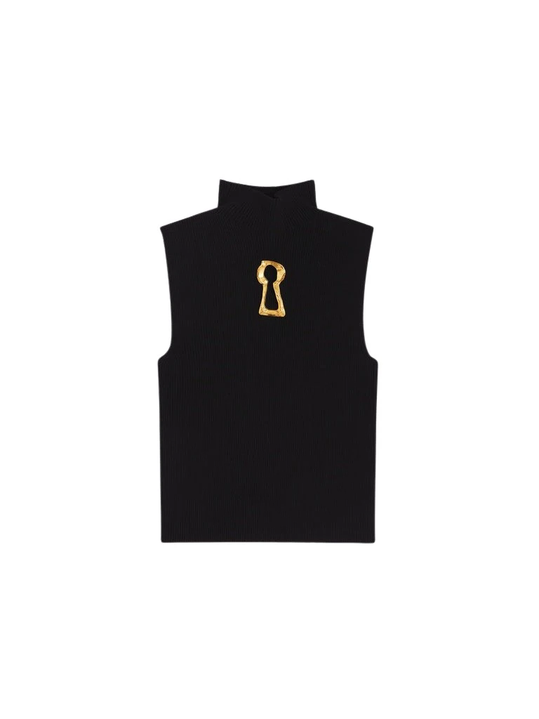 Schiaparelli-Keyhole-Sleeveless-Jumper48684_nobg Schiaparelli Keyhole Sleeveless Jumper Knitwear in Schiaparelli Authentic Luxury Fashion at Luxury Shoes