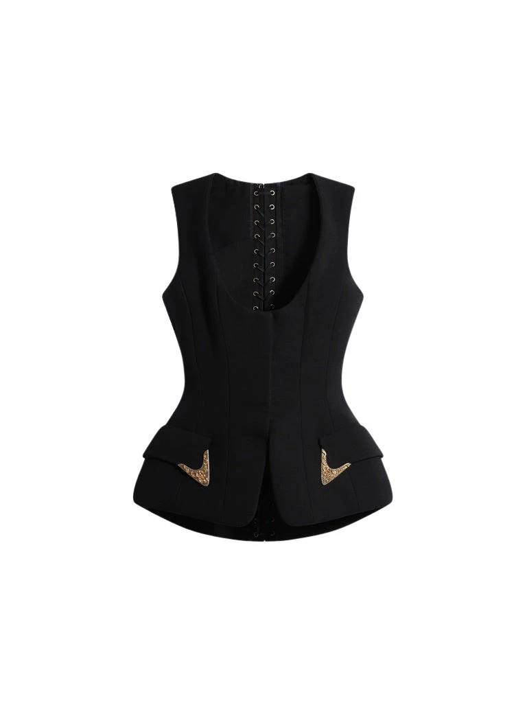 Schiaparelli-Sleeveless-Waistcoat73891_nobg Schiaparelli Sleeveless Waistcoat Tops in Schiaparelli Authentic Luxury Fashion at Luxury Shoes