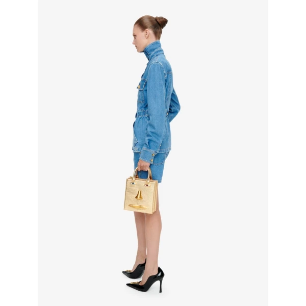 Schiaparelli Smocked Safari Denim Shirt Tops in Schiaparelli Authentic Luxury Fashion at Luxury Shoes 
