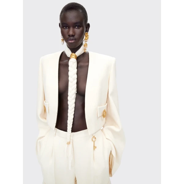 Schiaparelli Square-Shouldered Collareless Jacket Jackets in Schiaparelli Authentic Luxury Fashion at Luxury Shoes 