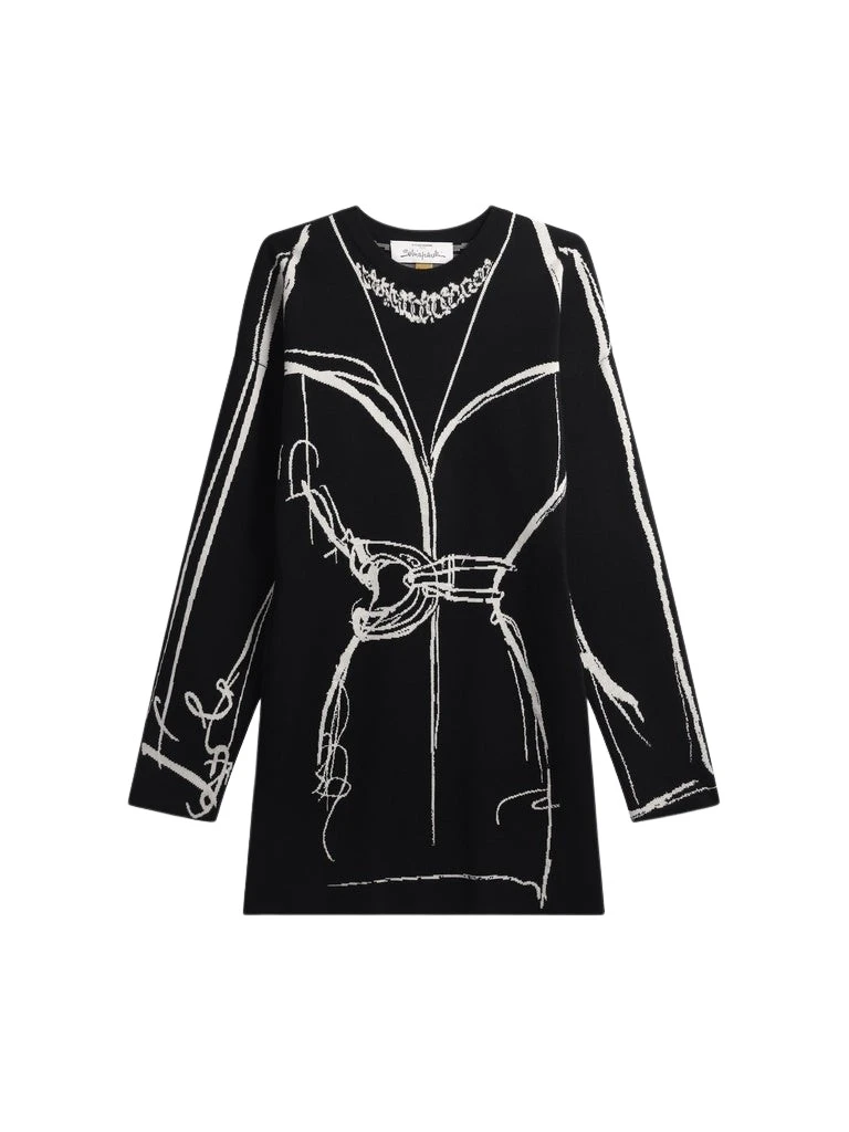 Schiaparelli-Trompe-LOeil-Mini-Dress55556_nobg Schiaparelli Trompe L'Oeil Mini Dress Dresses in Schiaparelli Authentic Luxury Fashion at Luxury Shoes