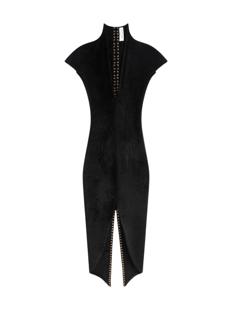 Schiaparelli-Velvet-Effect-Knitted-Dress97887_nobg Schiaparelli Velvet-Effect Knitted Dress Dresses in Schiaparelli Authentic Luxury Fashion at Luxury Shoes